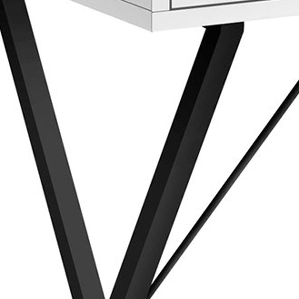 42" White and Black Computer Desk With Two Drawers
