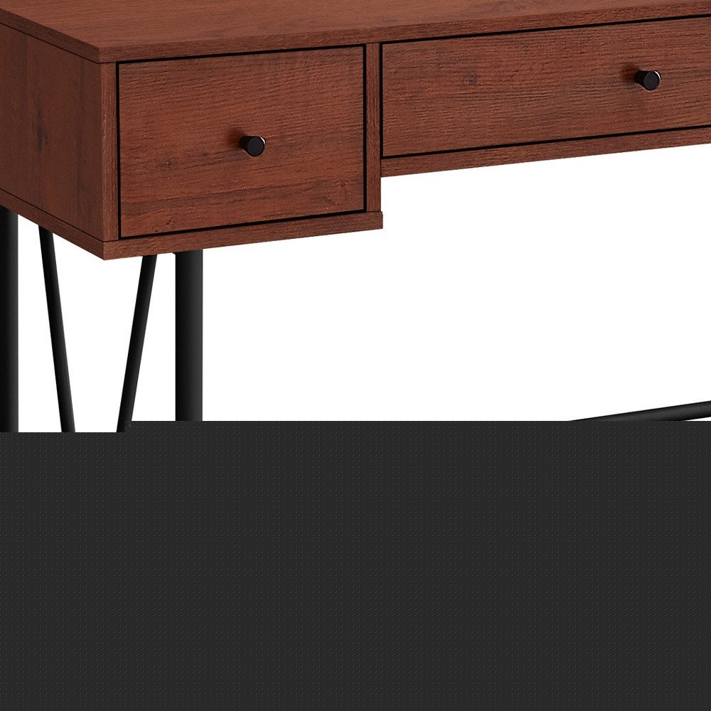 47" Brown and Black Computer Desk With Three Drawers