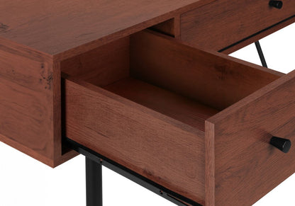 47" Brown and Black Computer Desk With Three Drawers