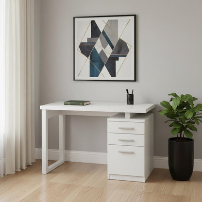 47" White Computer Desk With Three Drawers