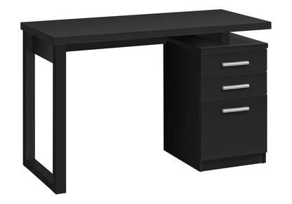 47" Black Computer Desk With Three Drawers
