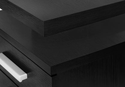 47" Black Computer Desk With Three Drawers