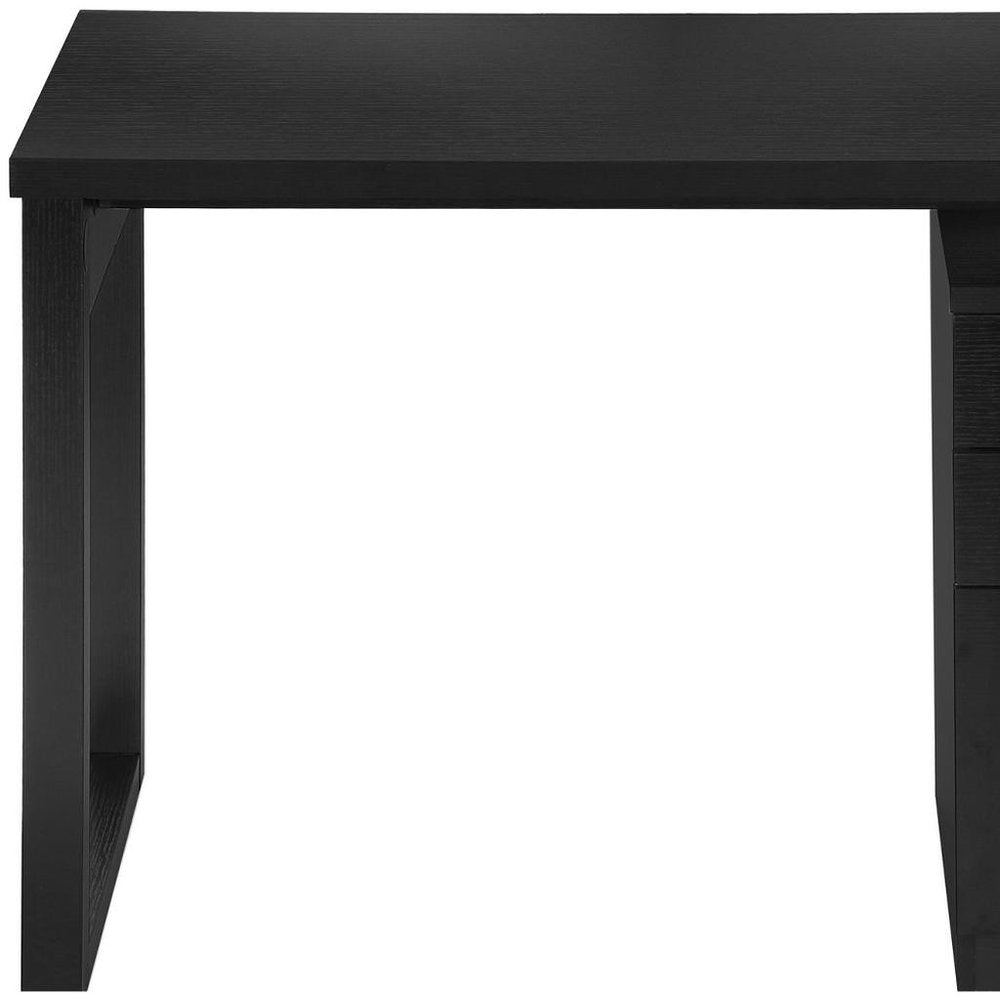 47" Black Computer Desk With Three Drawers