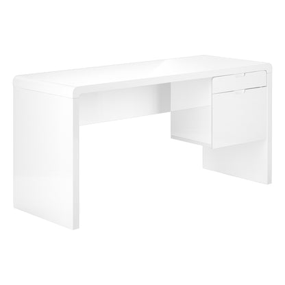 60" White Computer Desk With Two Drawers