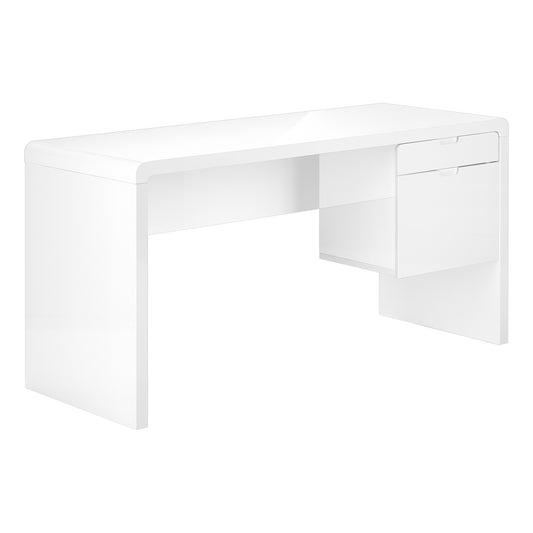 60" White Computer Desk With Two Drawers