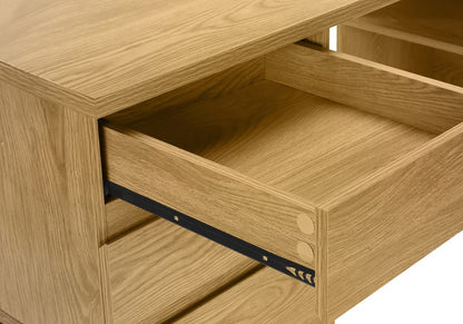 60" Brown and Black L Shape Computer Desk With Three Drawers