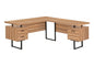 71" Brown and Black L Shape Computer Desk With Three Drawers