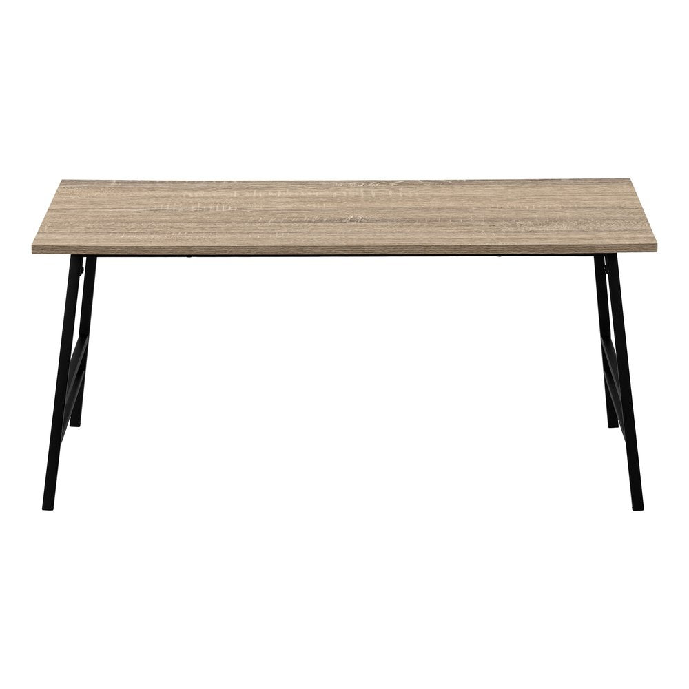 40" Taupe And Black Metal Coffee Table