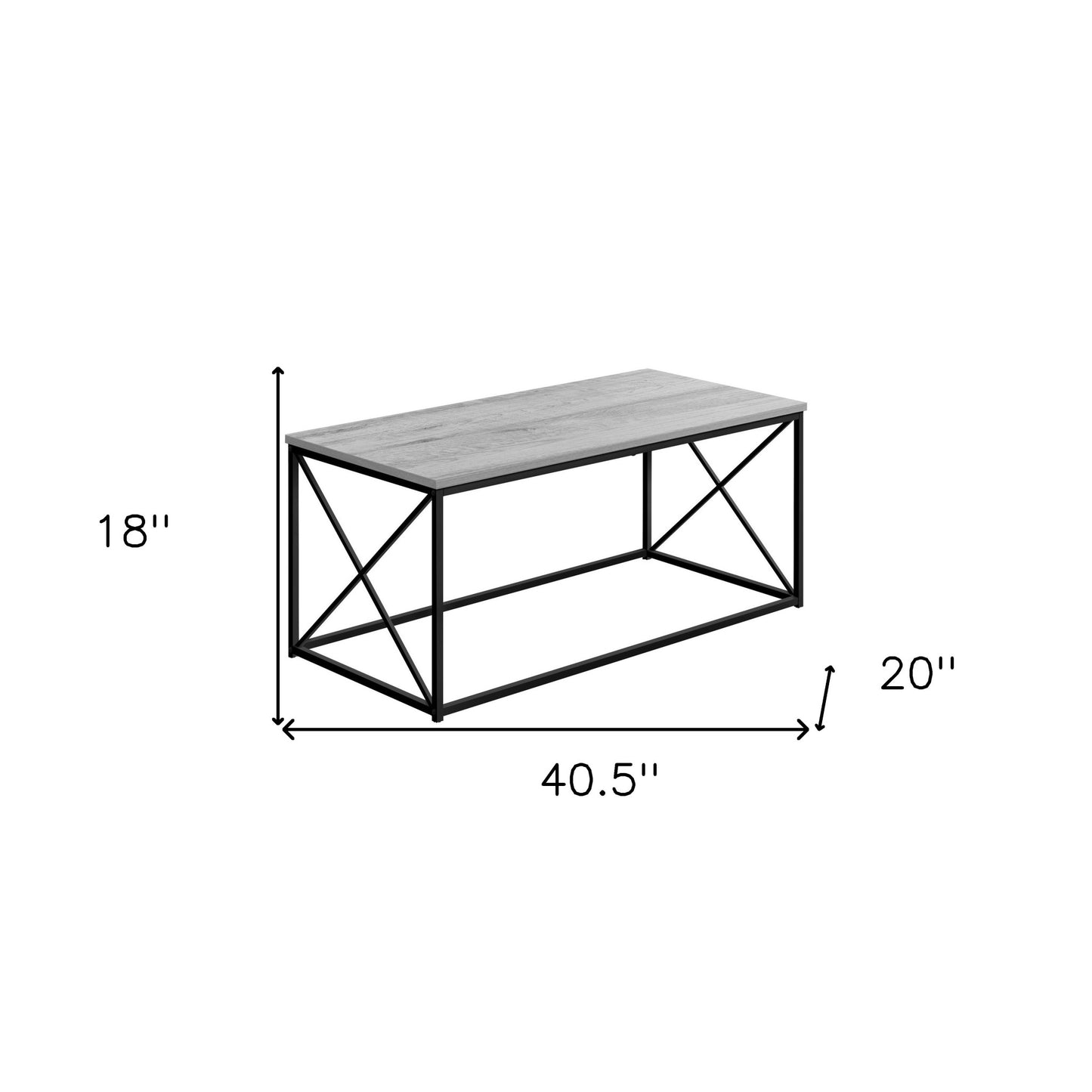 41" Gray And Black Metal Coffee Table