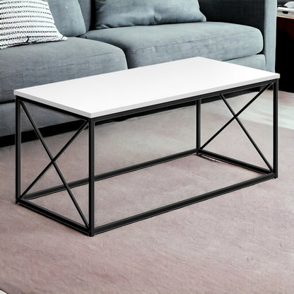 41" White Metal Coffee Table