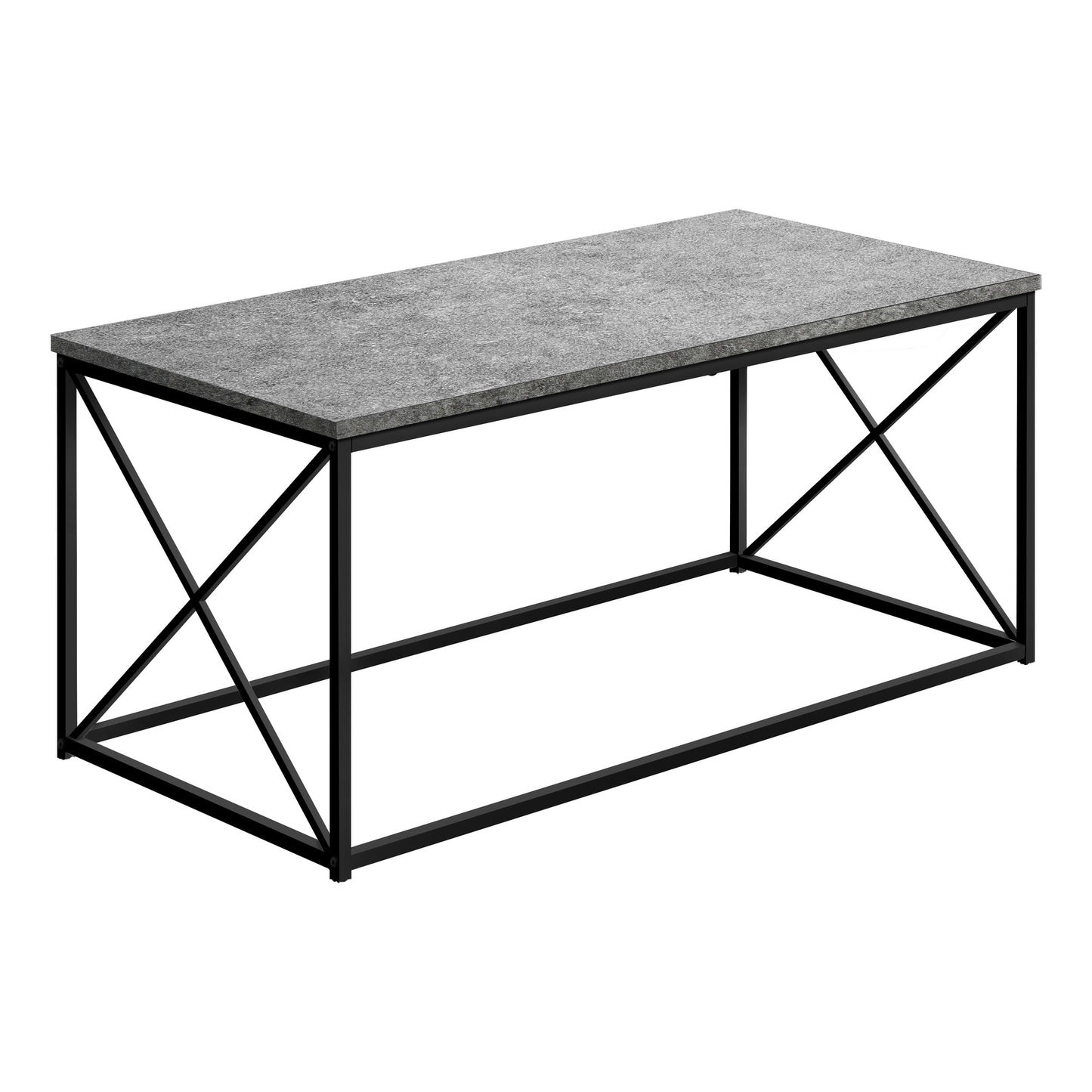 41" Gray And Black Metal Coffee Table