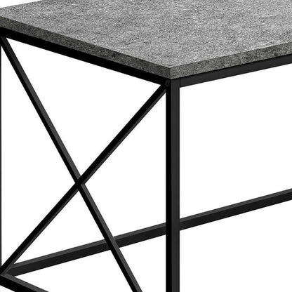 41" Gray And Black Wood And Metal Coffee Table