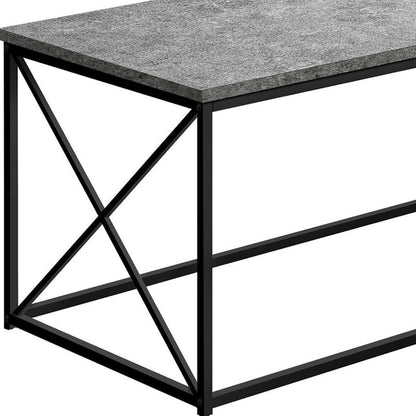 41" Gray And Black Wood And Metal Coffee Table