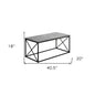 41" Gray And Black Wood And Metal Coffee Table