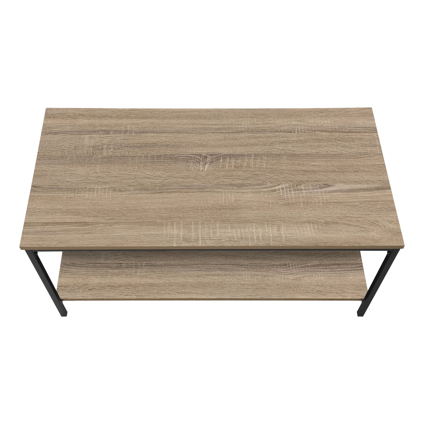 40" Taupe And Black Metal Coffee Table