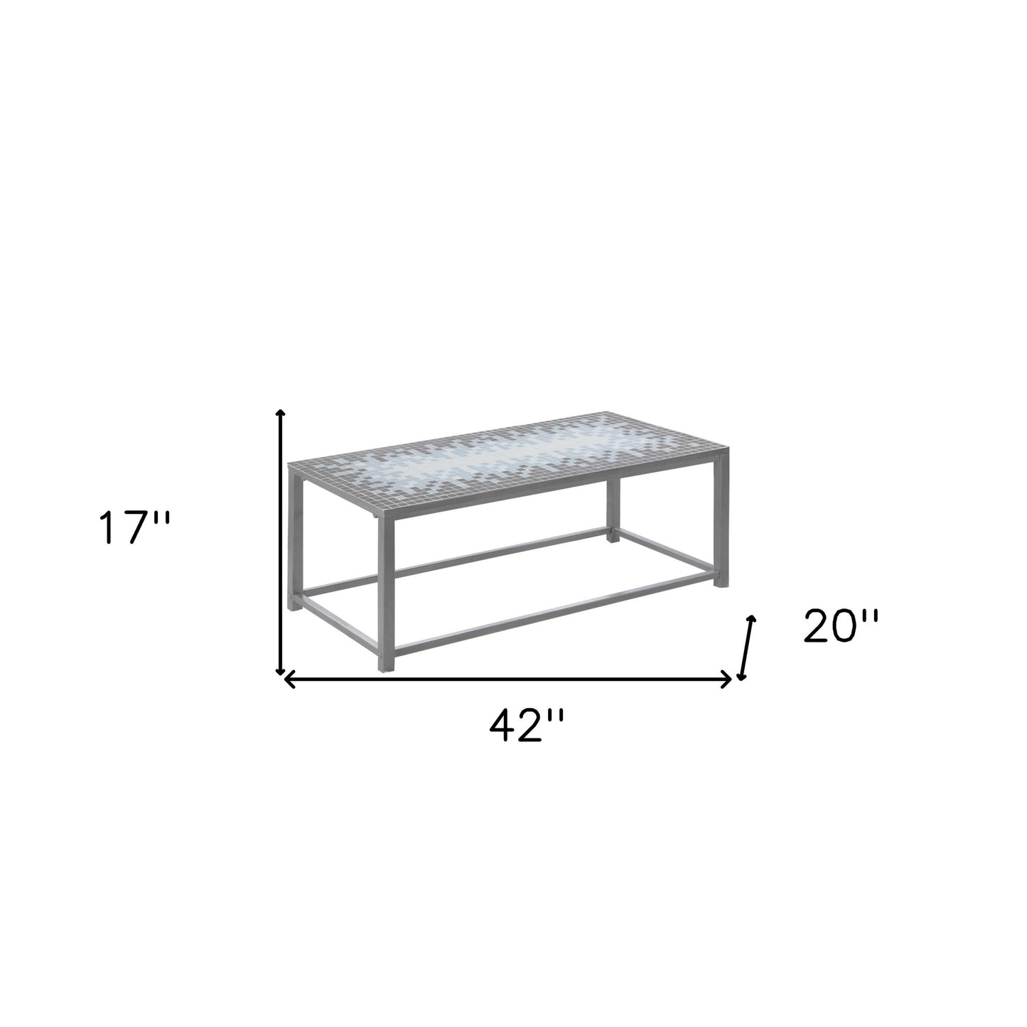 42" Gray Metal Coffee Table