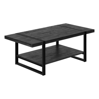 47" Black Coffee Table With Shelf