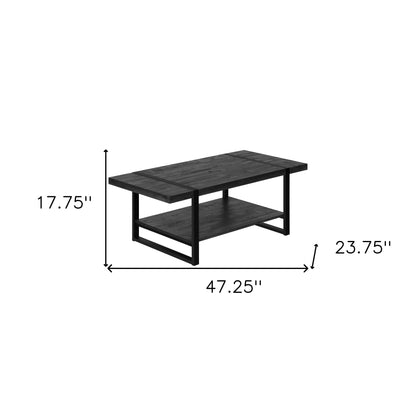 47" Black Coffee Table With Shelf