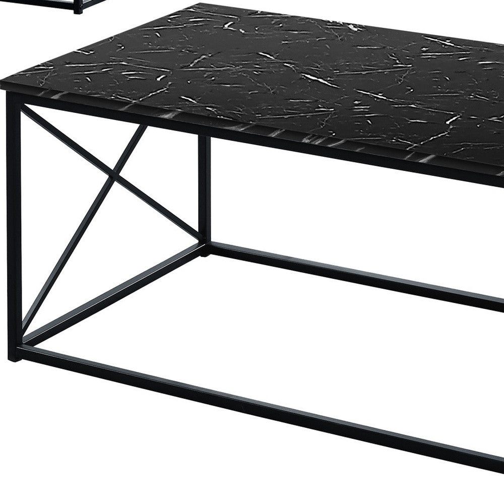 Set of Three 42" Black Metal Coffee Table