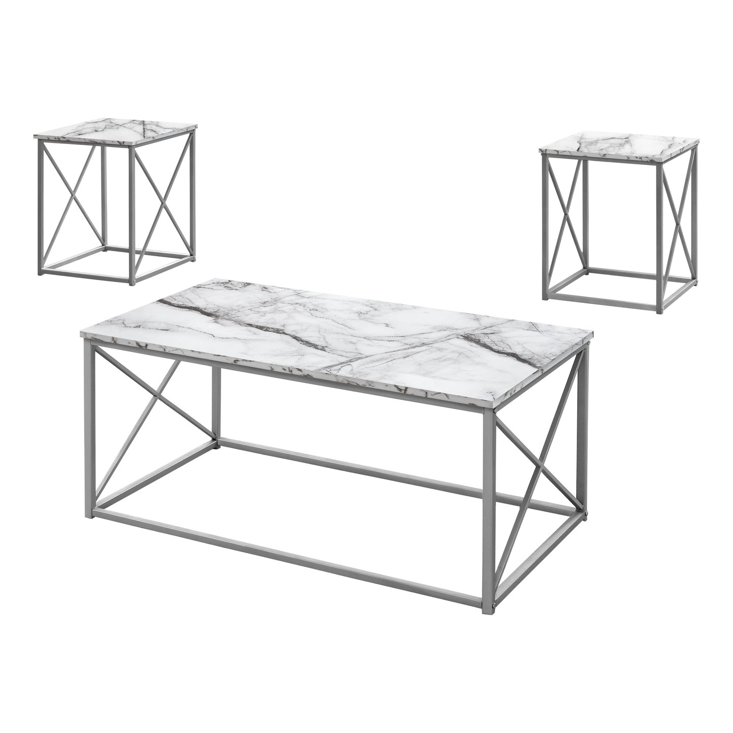 Set of Three 42" White Metal Coffee Table