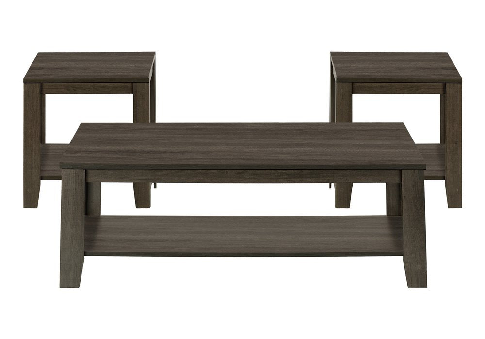 Set of Three 42" Oak Coffee Table With Three Shelves