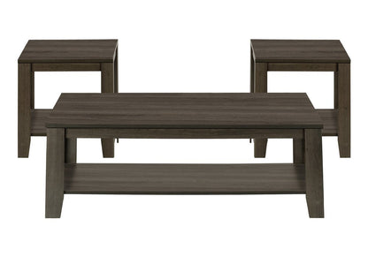 Set of Three 42" Oak Coffee Table With Three Shelves