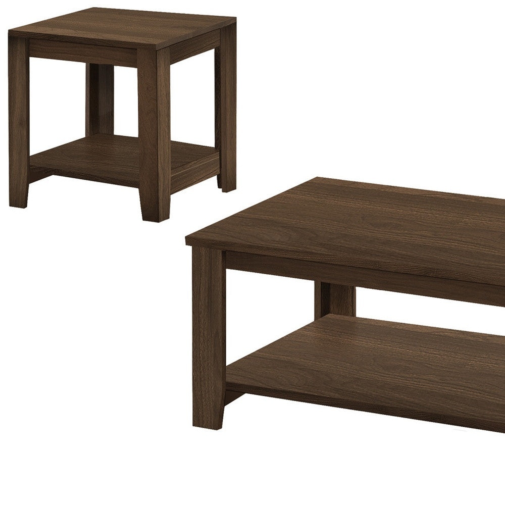 Set of Three 42" Dark Brown Coffee Table With Three Shelves