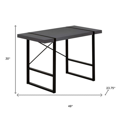 49" Gray and Black Computer Desk