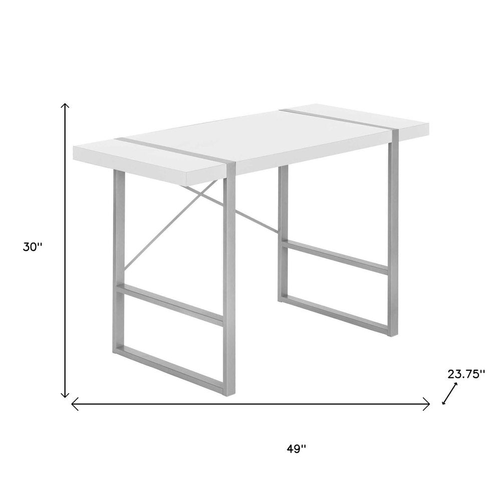 49" White and Gray Computer Desk