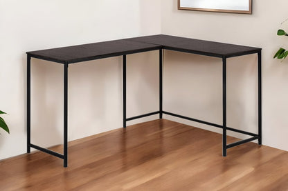 58" Espresso and Black L Shape Computer Desk