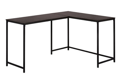 58" Espresso and Black L Shape Computer Desk