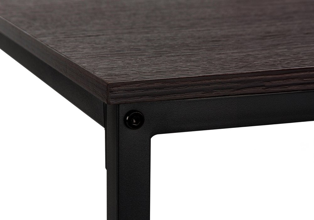 58" Espresso and Black L Shape Computer Desk