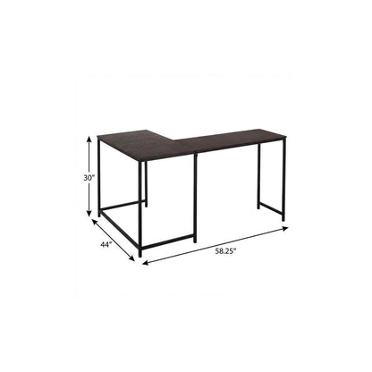 58" Espresso and Black L Shape Computer Desk