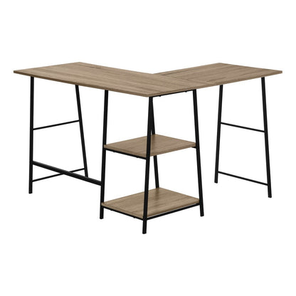 47" Taupe and Black L Shape Computer Desk