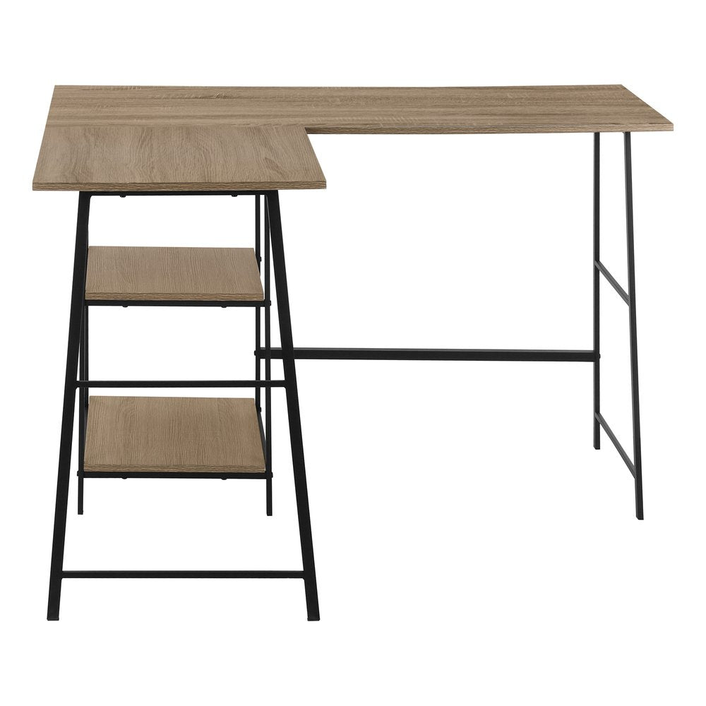 47" Taupe and Black L Shape Computer Desk