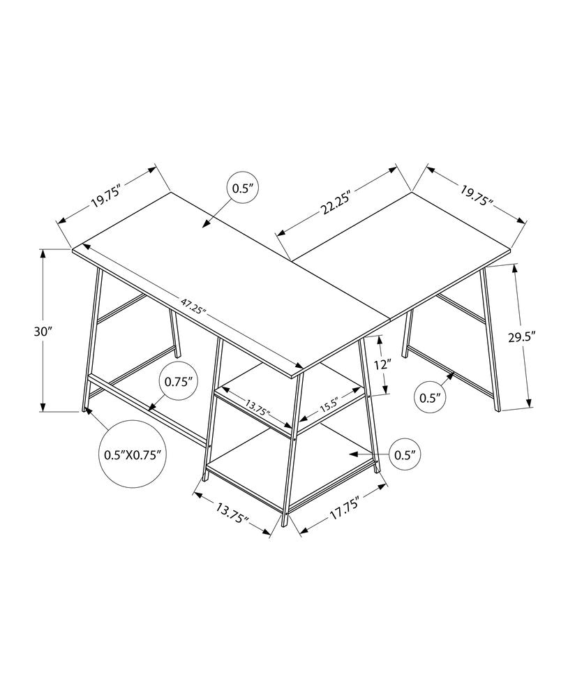 47" Taupe and Black L Shape Computer Desk