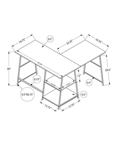 47" Taupe and Black L Shape Computer Desk