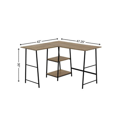 47" Taupe and Black L Shape Computer Desk