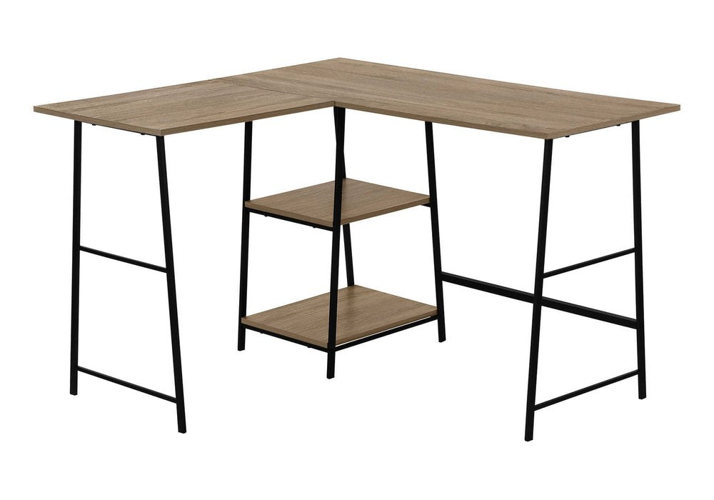 42" Taupe and Black L Shape Computer Desk