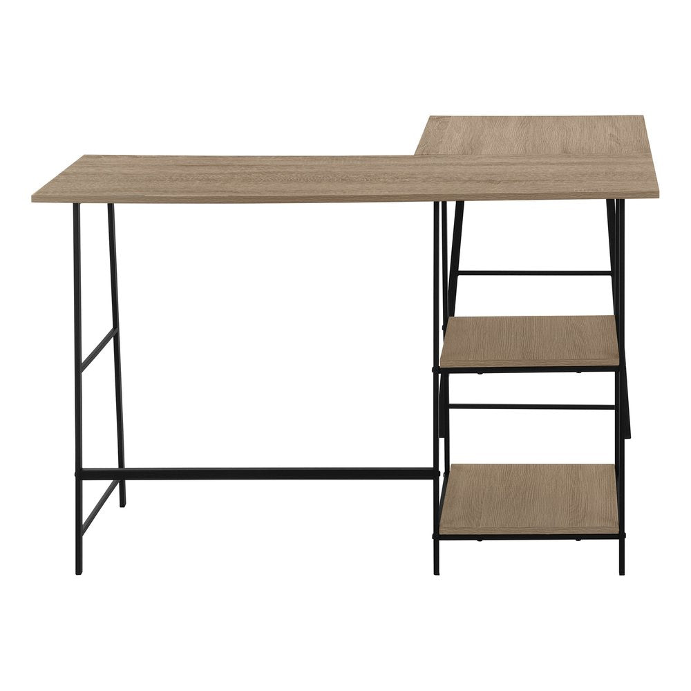 47" Taupe and Black L Shape Computer Desk