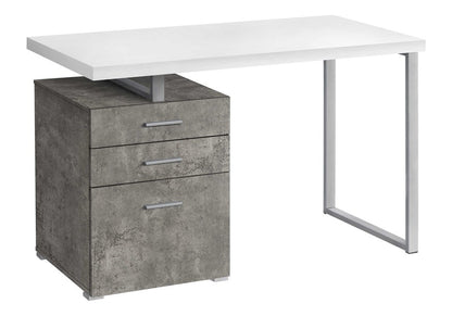 47" White and Gray Computer Desk With Three Drawers