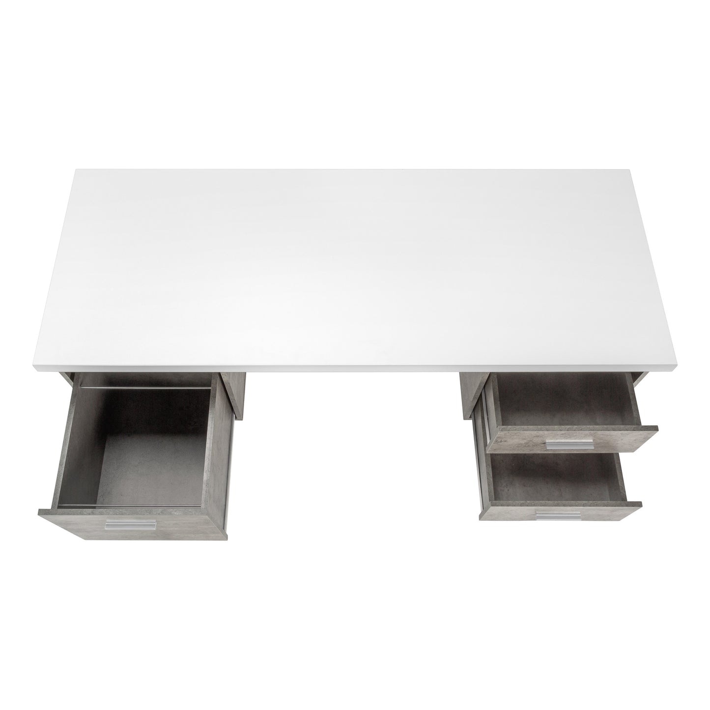 60" White and Gray Computer Desk With Three Drawers