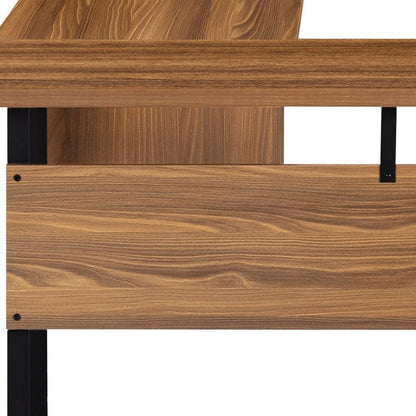 71" Brown and Black L Shape Computer Desk With Three Drawers