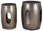 Set of Two Nickel Iron Round Drum End Tables