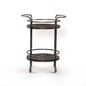 Dark Gray Iron And Solid Wood Round Rolling Bar Cart