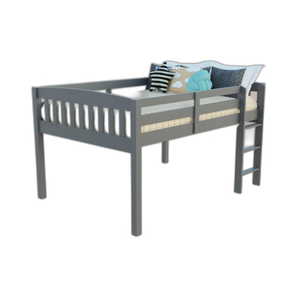 Gray Solid Wood Twin Size Low Loft Bed