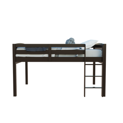 Dark Brown Solid Wood Full Double Size Loft Bed