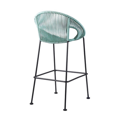 40" Green Metal Low back Outdoor Counter Height Bar chair with Footrest