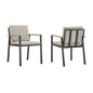 Set of Two 22" Light Gray Solid Wood Outdoor Dining Chair with Taupe Cushion