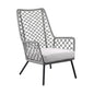 26" Gray and Black Steel Indoor Outdoor Dining Chair with Gray Cushion